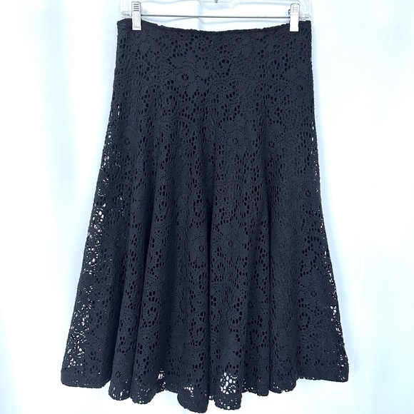 ANTHROPOLOGIE ISDA & CO KNIT LACE CROCHET FULL BLACK CIRCLE MIDI SKIRT. Sz 4 - Picture 10 of 12